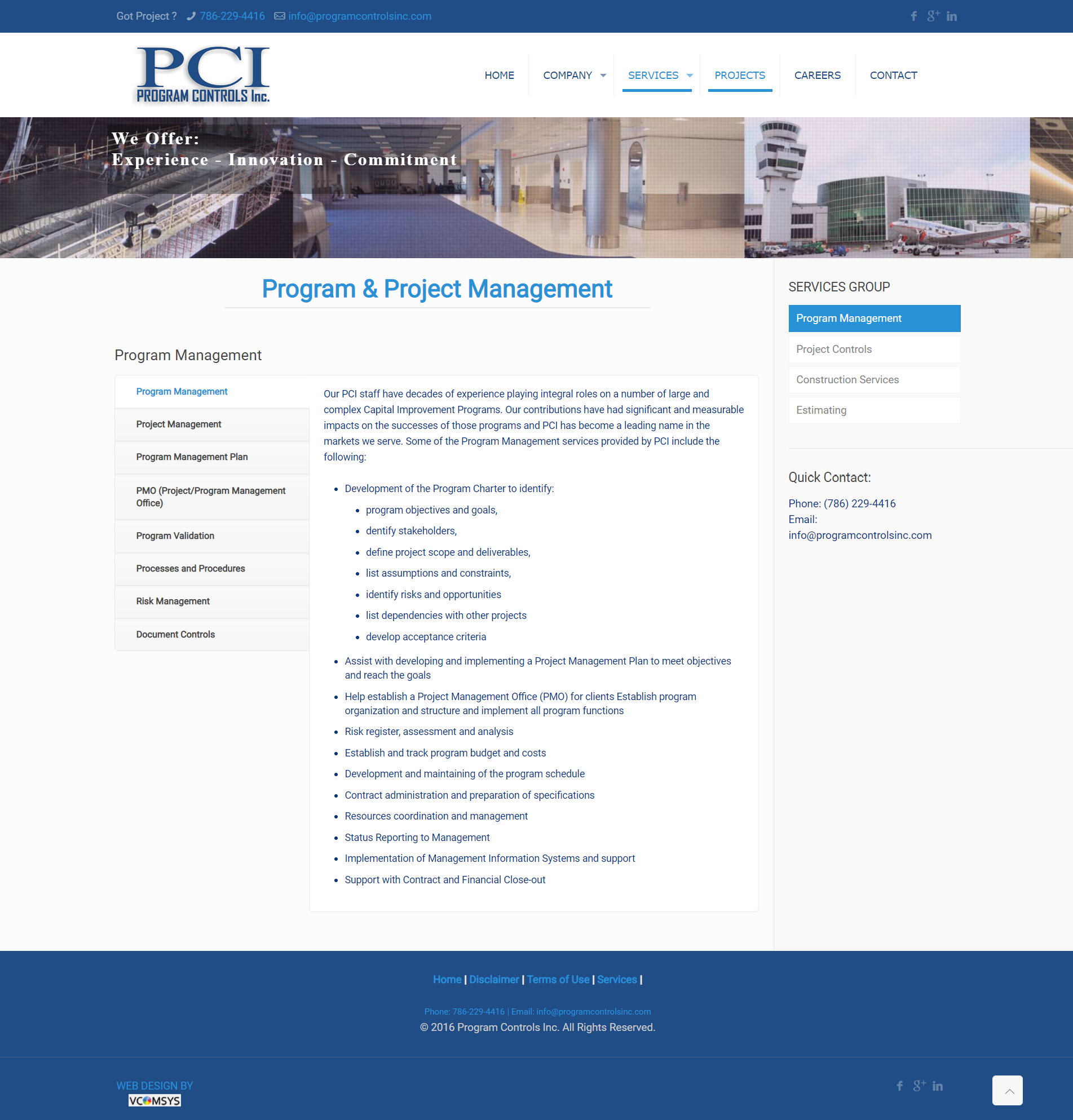 Program Project Management Service Page